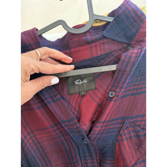 Rails Long Sleeve Plaid Button Front Shirt Dress in Red and Black SZ S 1991 - Picture 9 of 12